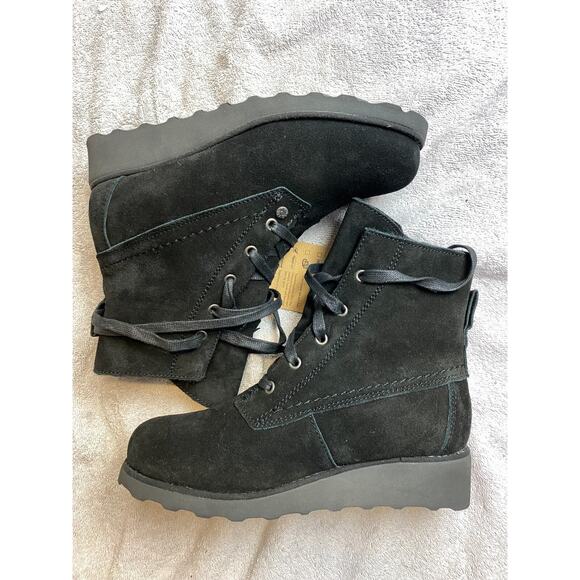 Bearpaw Krista Boots Women 9 Black Suede Waterproof Hikercore Cozycore Luxe Chic - Picture 4 of 8